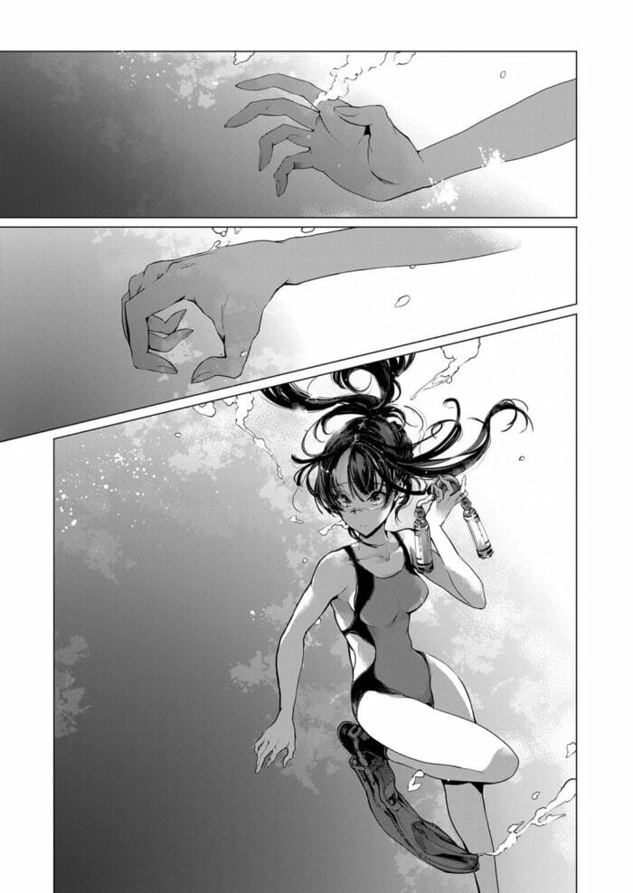 シュノーケルを付けて競泳水着に着替え海に潜る巨乳の少女たち(15)